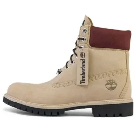 6-Inch Premium Waterproof Boot „Beige Nubuck with Burgundy Collar“