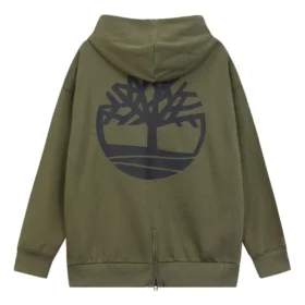 Mikina s kapucí a logem stromu „Olive Green“
