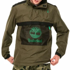 Timberland Kontrastní barvy Kapsová mikina s kapucí Zelená