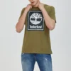 Timberland volnočasové tričko s potiskem, krátkým rukávem a kulatým výstřihem, zelené