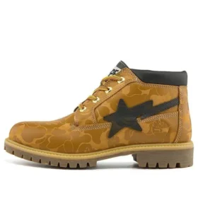Voděodolné kozačky Timberland x BAPE Nelson Premium Chukka „Wheat and Chocolate“